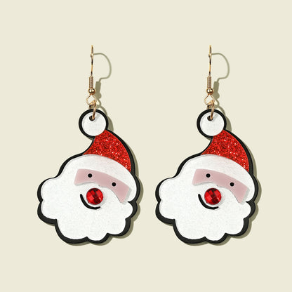 Sweet Cute Acrylic Santa Claus Snowman Earrings