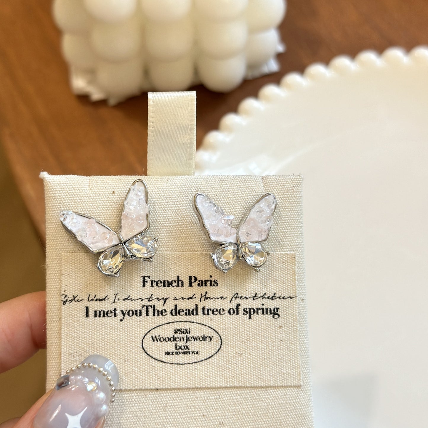 Sweet Crystal Fairy Mori Style Super Sier Pin Earrings