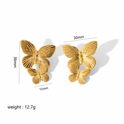 Gold Flower Female Niche Exaggerated Stainless Earrings