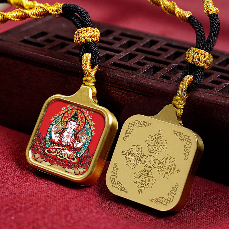 Women's & Men's Statue Of The Buddha Carry-on Yellow Wealth Bodhisattva Pendants