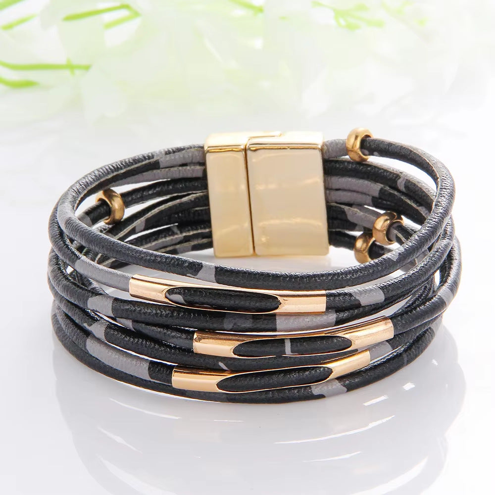 Women's Summer Fashion Copper Tube Accessories Leather Bracelets