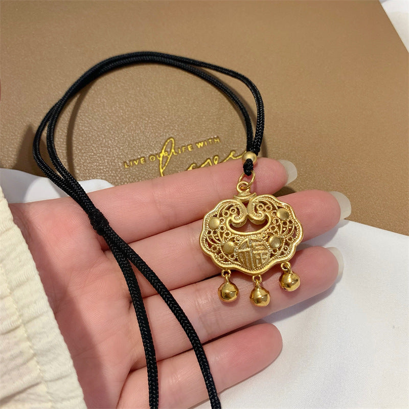 Women's Longevity Lock Vietnam Placer Gold Ancient Necklaces