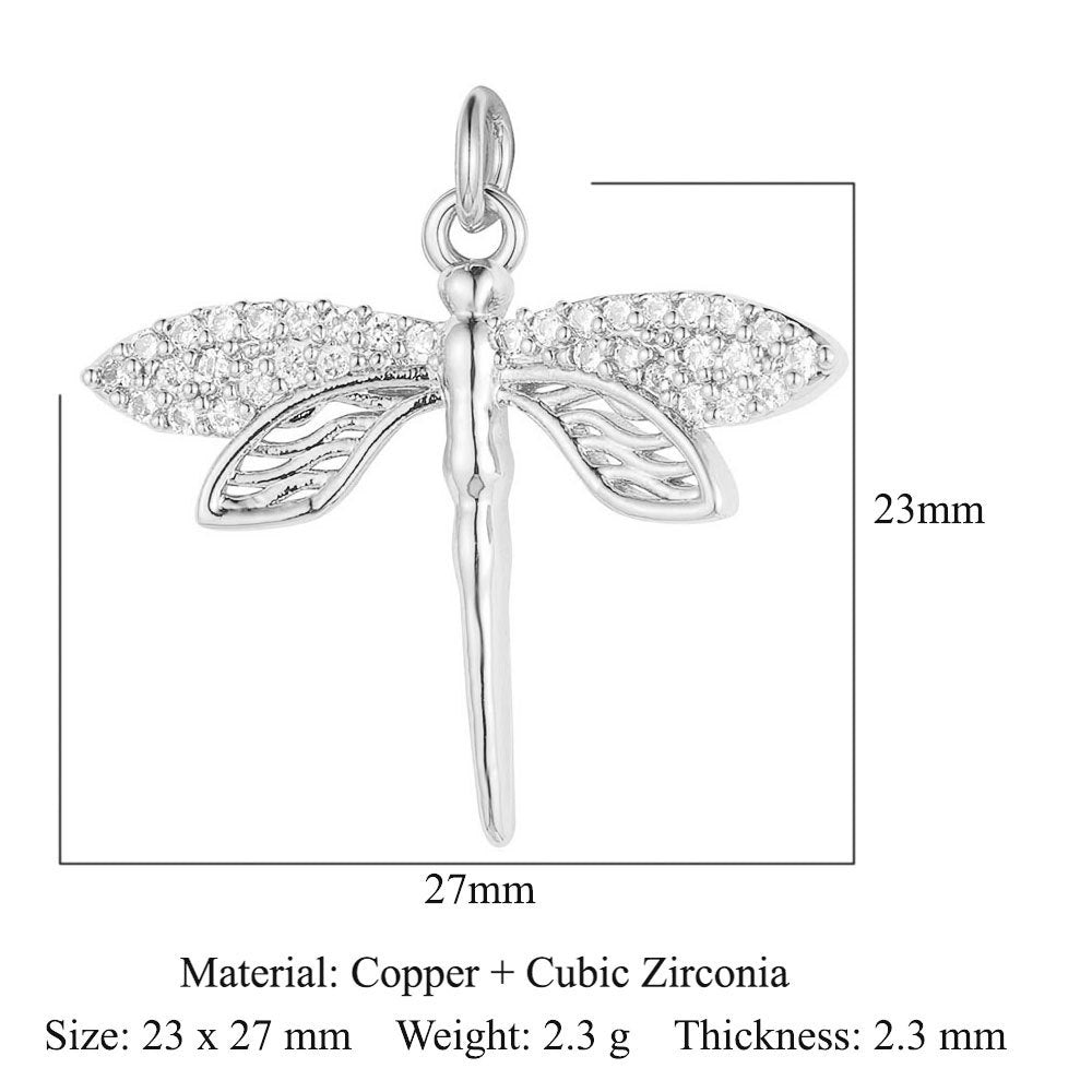 Copper Zircon Whale Dragonfly Ornament Accessories Pendants