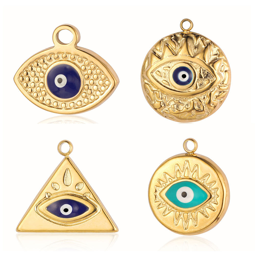 Eyes Bohemian Natural Stone Titanium Steel Pendants