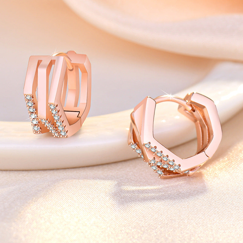 Women's Rose Gold Temperamental Geometric Cutout High-grade Earrings