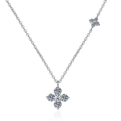 Women's Sterling Sier Moissanite High-grade Clover Clavicle Chain Necklaces