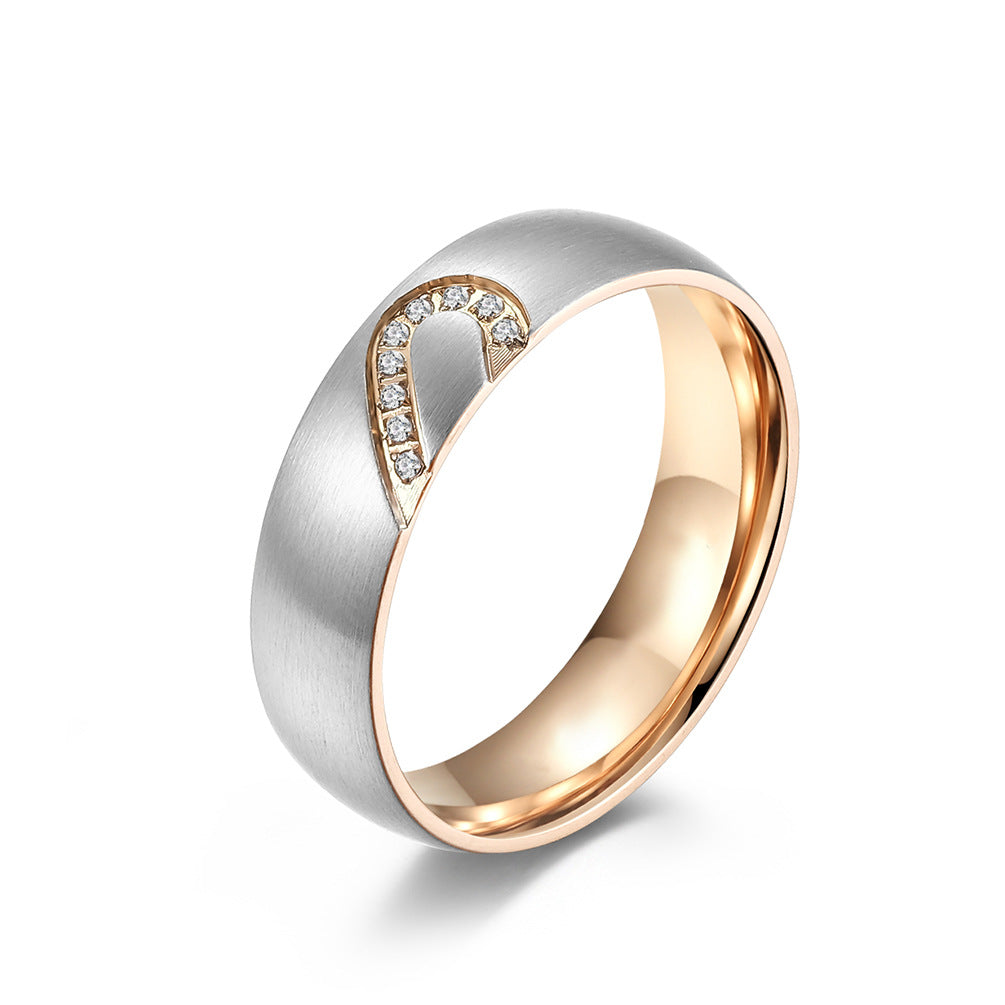 Durable Couple Ornament Titanium Steel Heart-shaped Rings