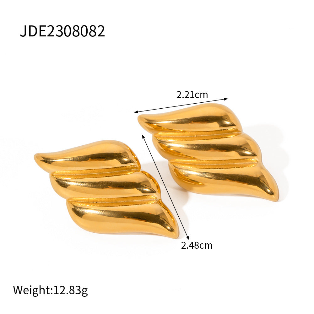 Fashion Personalized Ear Clips Gold Stainless Steel Square Earrings