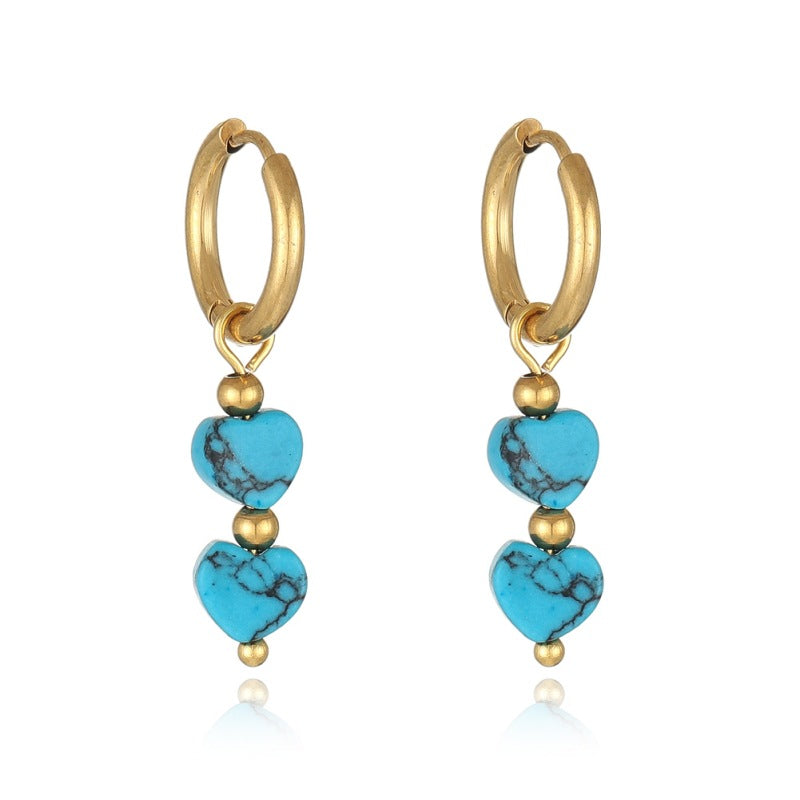 Women's Heart-shaped Natural Stone For One Style Earrings