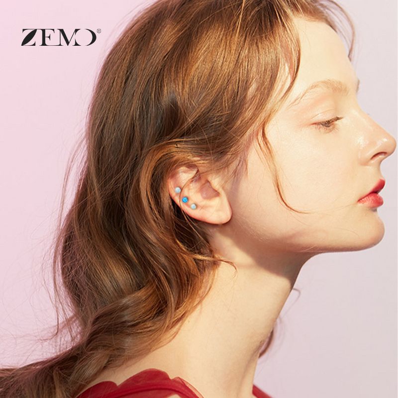 Opal Female Screw Tightening Buckle Simple Earrings