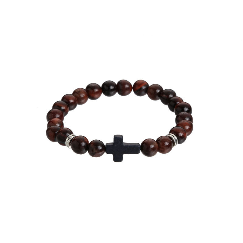 Black Beads Tiger Eye Cross Turquoise Volcanic Bracelets