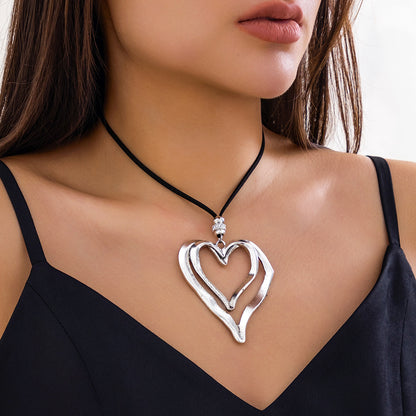 Drawable Wax Line Heart-shaped Simple Metal Necklaces