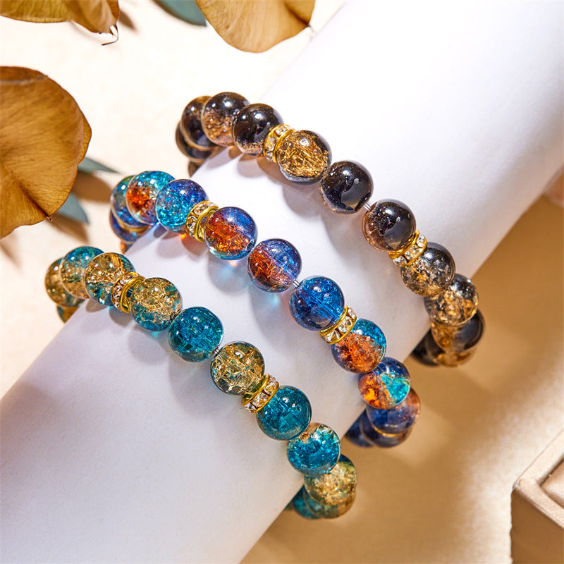 Ornament Transparent Glaze Glass Chipping Beads Two-tone Gradient Micro Bracelets