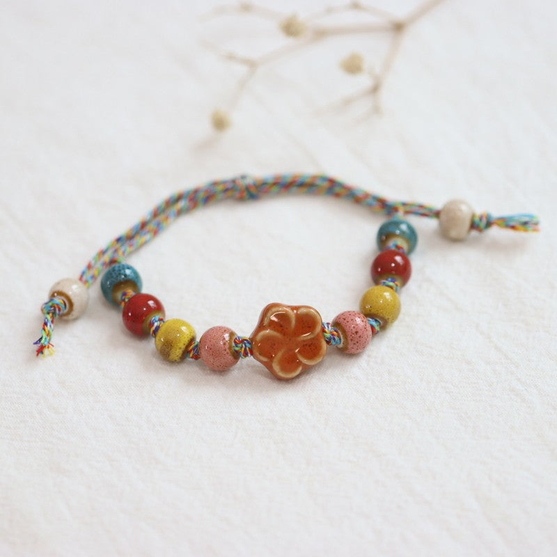 Ethnic Style Ceramic Owl Woven Colored Bracelets