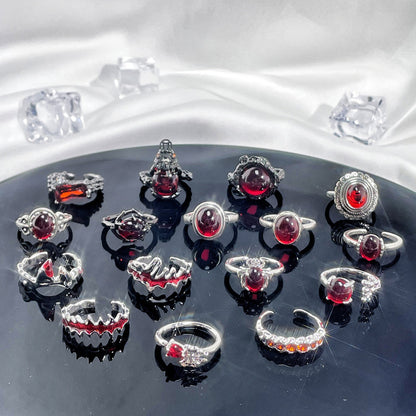 Red Gemstone Open Female Cold Exquisite Rings