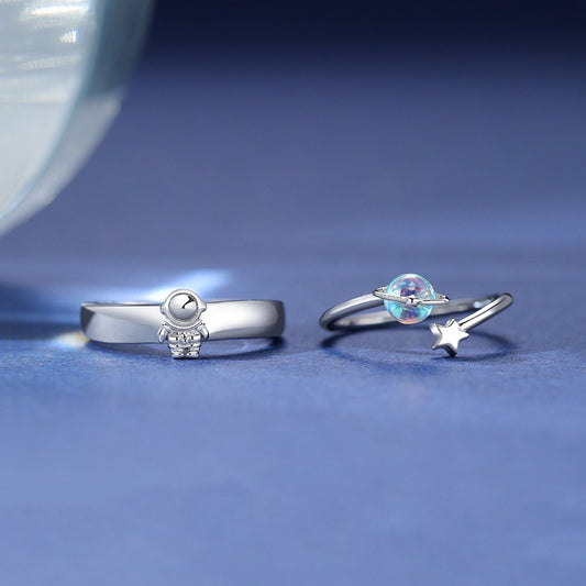 Astronaut Shape Inlaid Moonstone Female Affordable Rings
