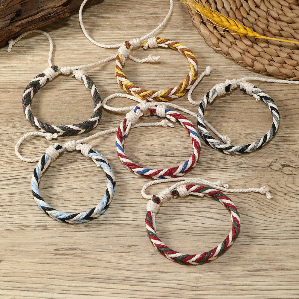 Men's Popular University Style Cotton String Woven Bracelets