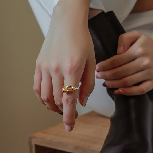 Creative Line Art Double Round Ball Rings