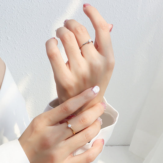 Diamond Little Finger Stainless Steel Titanium Rings
