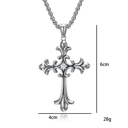 Style Vintage Cross Diamond Titanium Steel Fashionable People Necklaces