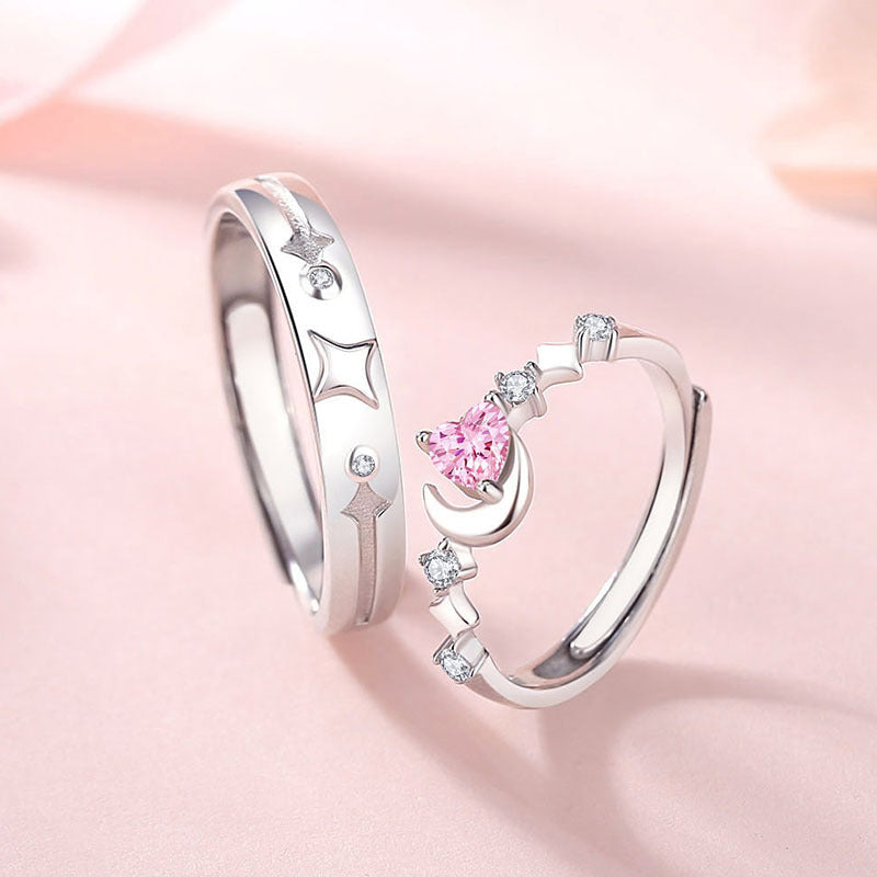 Couple Sterling Sier Simple Loving Heart Rings