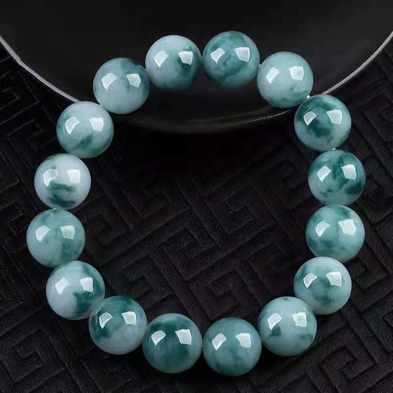 Natural Stone Floating Flowers Green Chalcedony Simple Bracelets