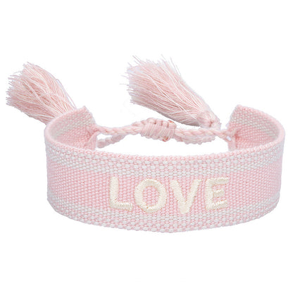 Women's & Men's Couple Letter Embroidery Wrist Strap Tassel Bracelets