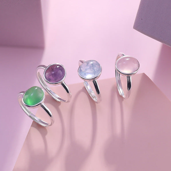 Sier Aquamarine Female Design High Sense Rings