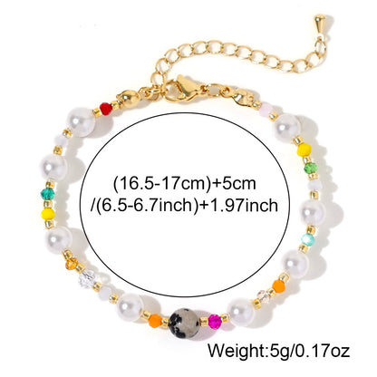 Women's Chinese Rainbow Natural Shell Dopamine Beaded Hand-woven Bracelets