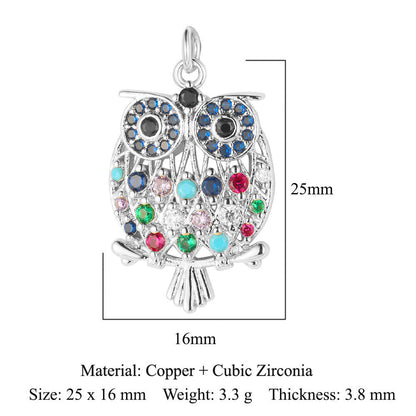 Love Bear Owl Copper Zircon Eyes Pendants