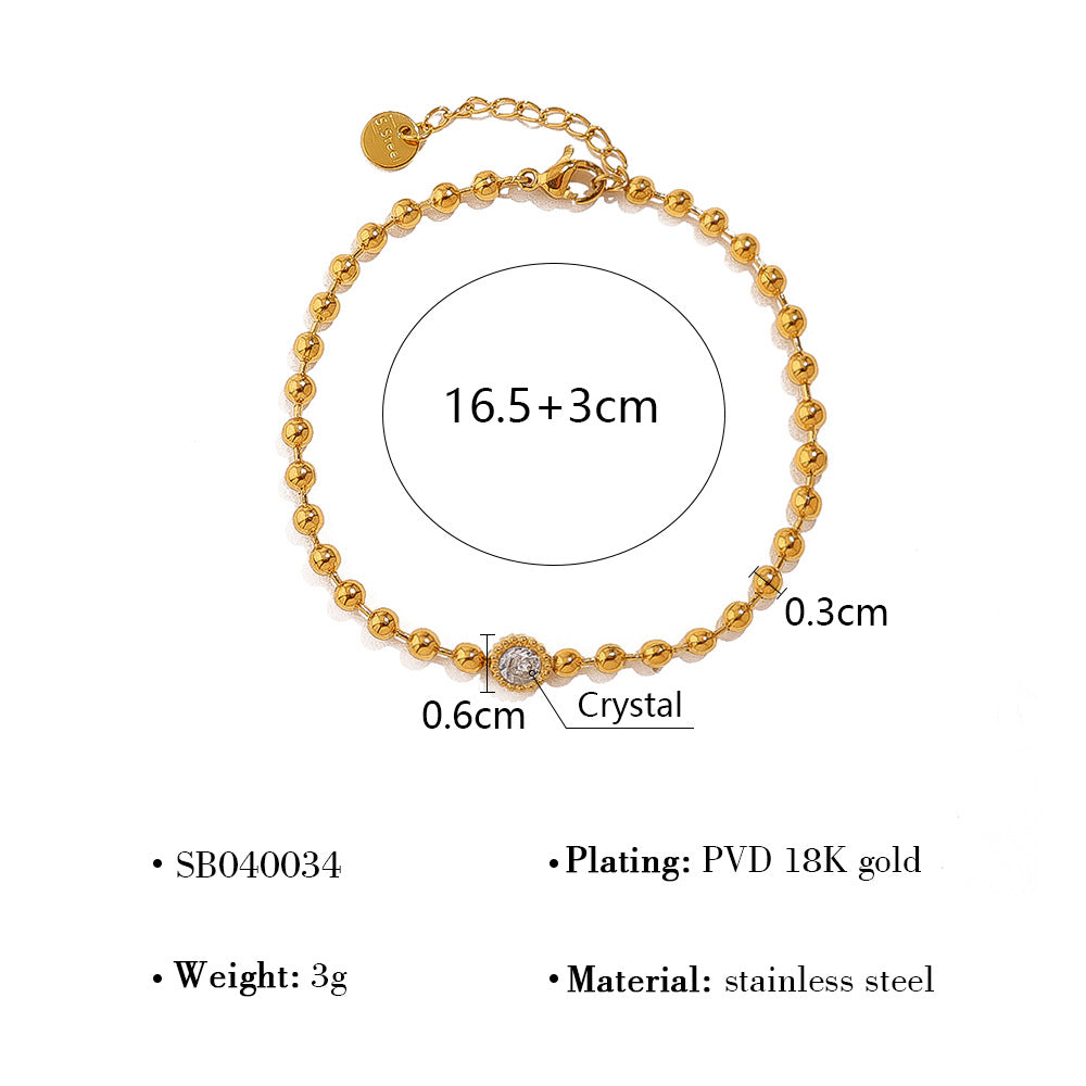 Women's Small Gold Bead Chain Suit Stainless Steel Simple Bracelets