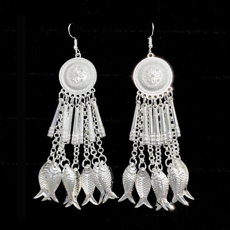 Long Exaggerated Stage Ornament Minorities Han Chinese Clothing Earrings