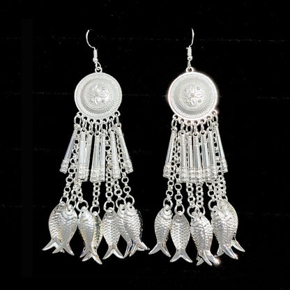 Long Exaggerated Stage Ornament Minorities Han Chinese Clothing Earrings