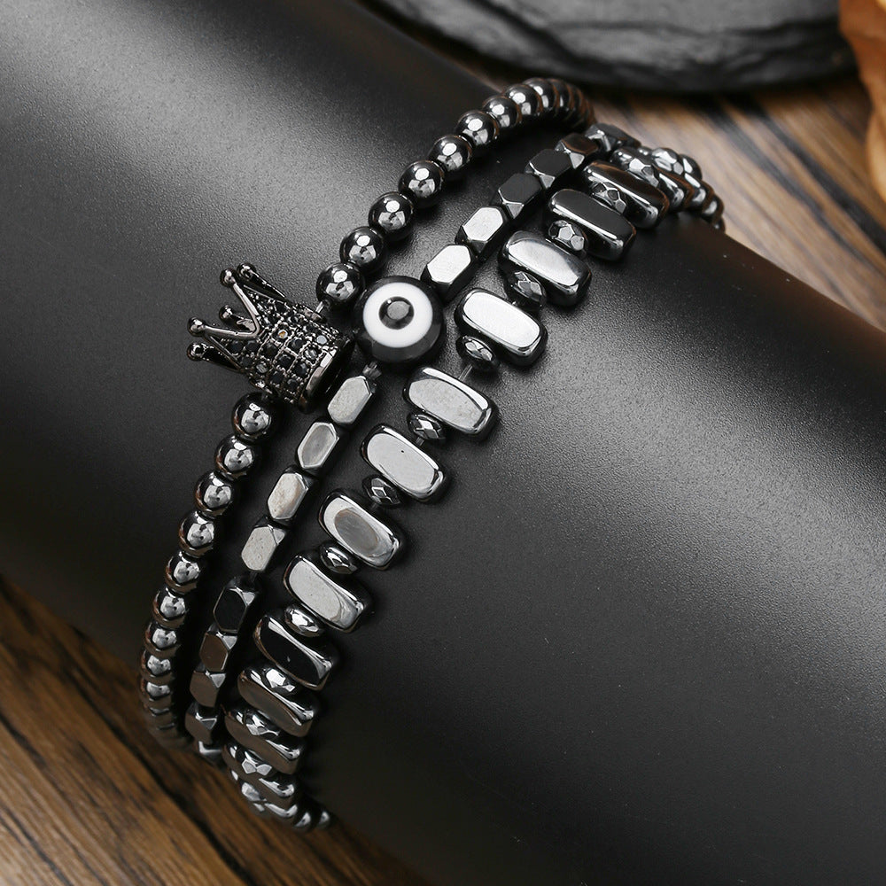 Combination Haematite Evil Eye Trendy Retro Bracelets