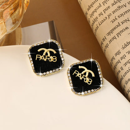 Korean Style Cloth Pattern Light Luxury Personality Beaded Earrings