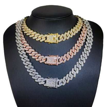 Women's & Men's Diamond-shaped Full Drill Diamond Gold Fashion Necklaces