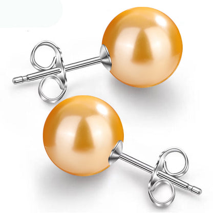 Champagne Gold Yellow Sier Gray Shell Pearl Ear Earrings