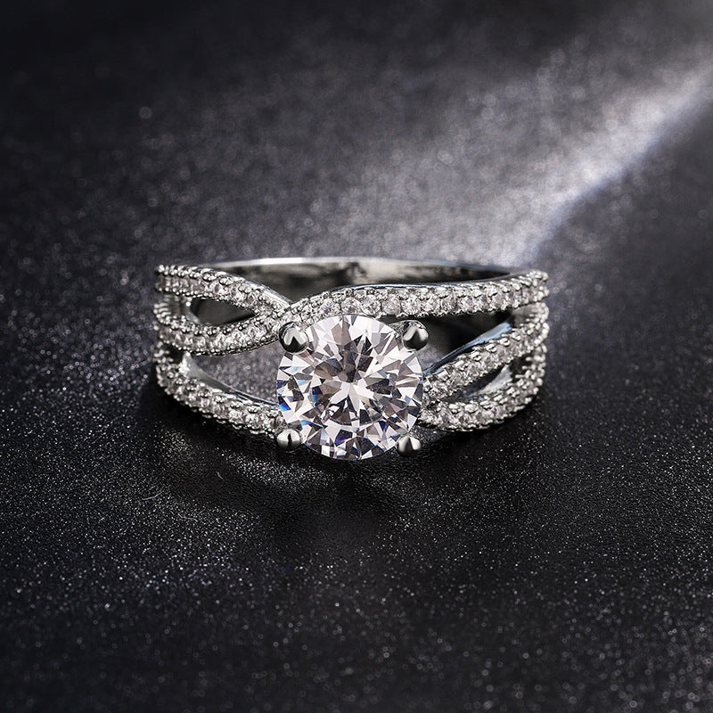 Women's Fashion Diamond Classic White Gold Plated Wedding Rings