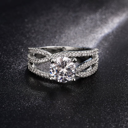 Women's Fashion Diamond Classic White Gold Plated Wedding Rings