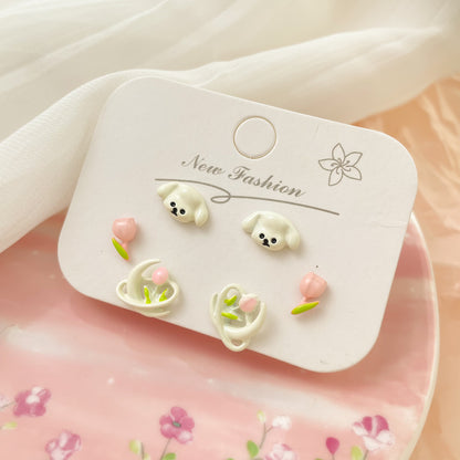 Women's & Children's Fresh Cute Sier Small Delicate High-grade Cartoon Fun Earrings