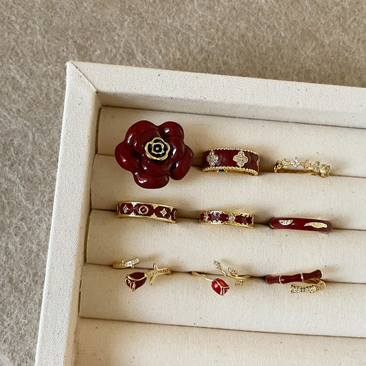 Flower Open Female Niche Retro Affordable Rings