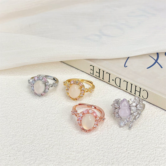 Women's Chalcedony Light Luxury Full Rhinestone Zircon Rings