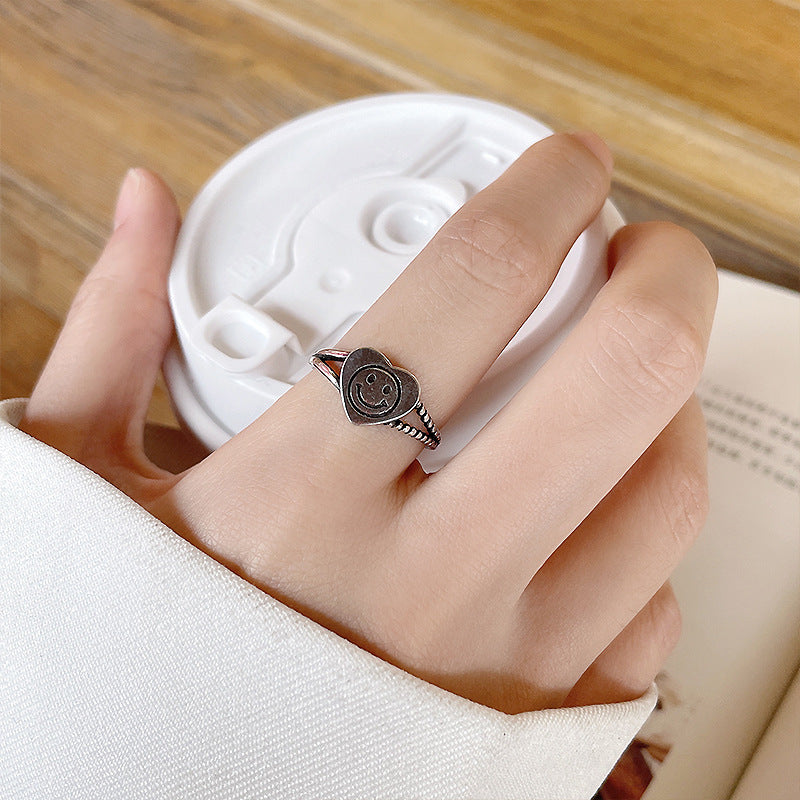 Niche Smiley Face Ornament Minimalist Design Rings