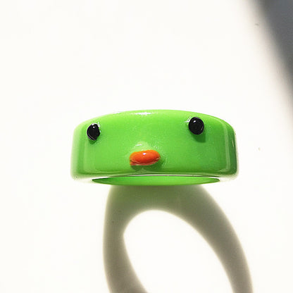 Macaron Color Series Chick Female Three-dimensional Frog Rings