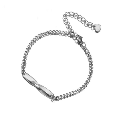 Women's & Men's Simple Stainless Steel Mobius Couple Inscribed Infinite Symbol Bracelets