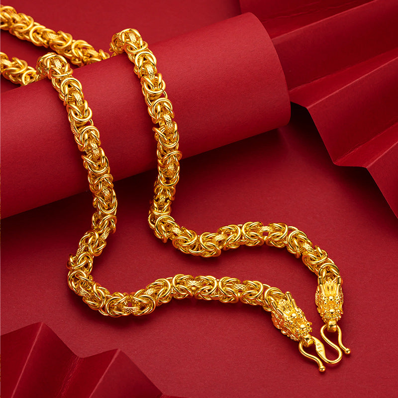 Yellow Gold Fashion Cloth Pattern Dragon Necklaces