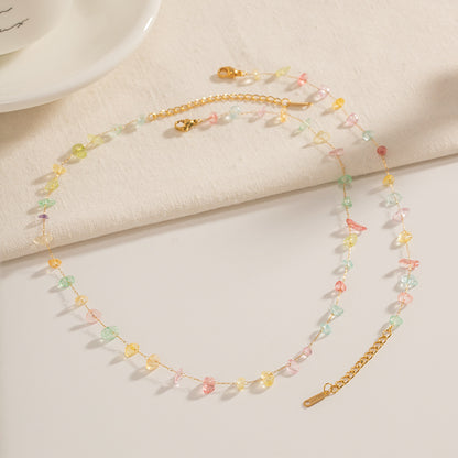 Women's Colorful Natural Stone Beaded Fashion Light Necklaces