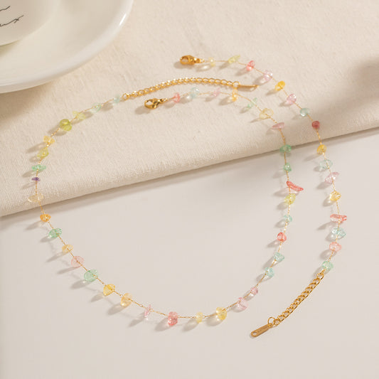 Women's Colorful Natural Stone Beaded Fashion Light Necklaces