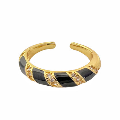 Glazed Black White Enamel Female Cold Wind Light Luxury Rings