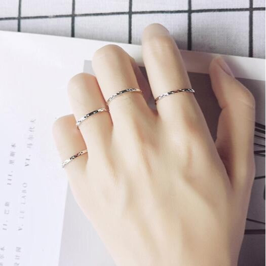 Women's Sier Starry Simple Joint Thin Little Rings